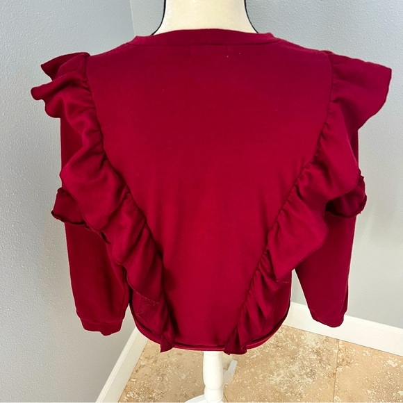 Women’s vertical ruffled, burgundy sweatshirt, size medium - Picture 3 of 7